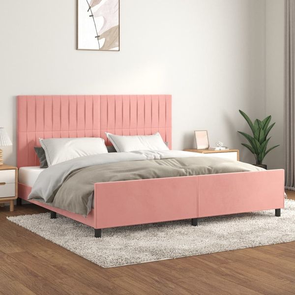 vidaXL Rám postele s čelom ružový 200x200 cm zamat