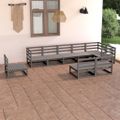 vidaXL 9-dielna záhradná sedacia súprava sivá borovicový masív