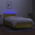 vidaXL Posteľ boxsping s matracom a LED zelená 100x200 cm látka