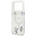 Puzdro Guess Resin Flowers Glitter MagSafe pre iPhone 17 Pro fialové