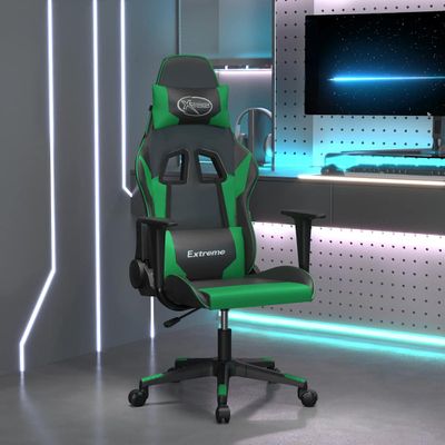 vidaXL Herná stolička čierna a zelená umelá koža