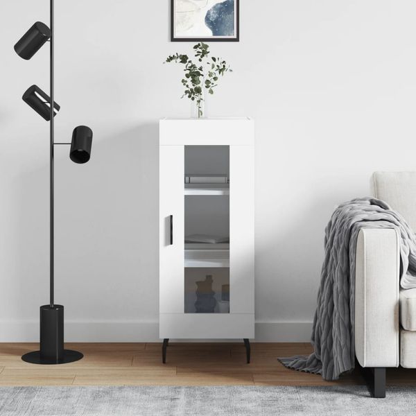 vidaXL Komoda biela 34,5x34x90 cm spracované drevo