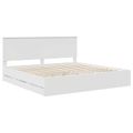 vidaXL Rám postele so zásuvkou Biela 200 x 200 cm Inžinierske drevo