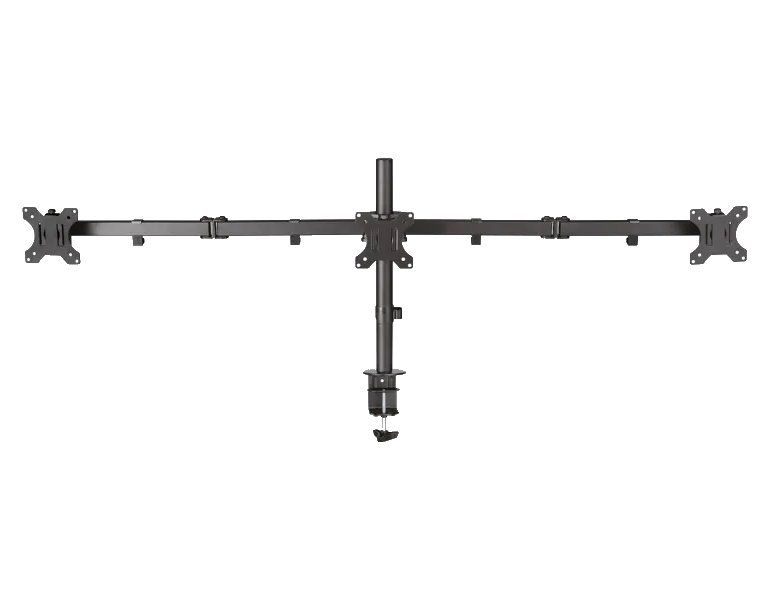 Neomounts FPMA-D550D3BLACK/Držák displeje/na stůl/10-27"/svorka/VESA 100X100/nosn. 3x6kg/3 displeje/černý Držák, VESA, stolní, pro 3 ploché monitory, úhloprícka 10"-27", náklon, otácení, rotace, nosnost 18kg, cerný