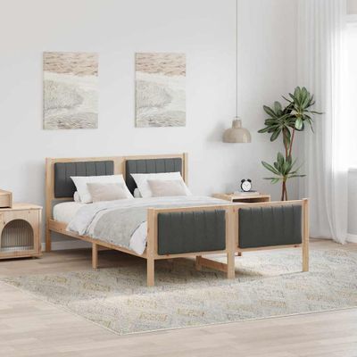 vidaXL Rám postele hnedá a tmavosivá 140 x 200 cm Borovicový masív