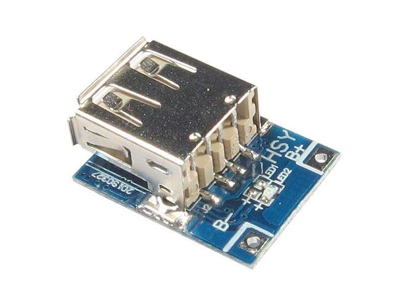 Napájací modul, step-up menič 5 V + nabíjačka Li-Ion