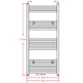 Čierny rebríkový radiátor na centrálne vykurovanie, rovný 500x1160 mm