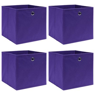 vidaXL Úložné boxy 4 ks, fialové 32x32x32 cm, látka