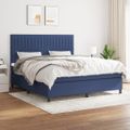 vidaXL Posteľný rám boxspring s matracom modrý 180x200 cm látka