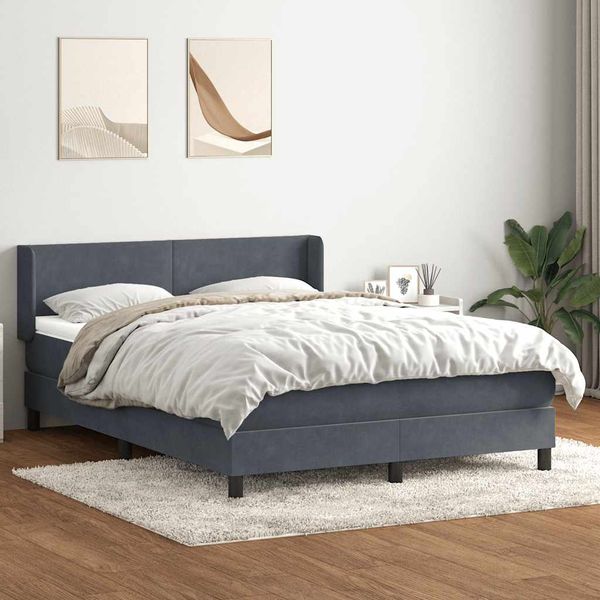 vidaXL Box Spring Posteľ s matracom Tmavosivá 160x220 cm Zamat