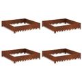 vidaXL Obrubník trávnika 4 ks 100 x 100 x 20 cm Oceľ Hrdzavý