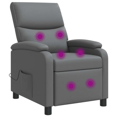 vidaXL Masážne relaxačné kreslo Sivá Umelá koža