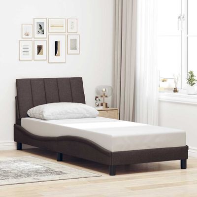 vidaXL Rám postele bez matraca Hanko tmavohnedá 90x200 cm látka