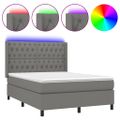 vidaXL Posteľ boxsping s matracom a LED tmavosivá 140x200 cm látka