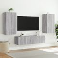 vidaXL 4-dielne TV nástenné skrinky s LED sivé sonoma kompozitné drevo