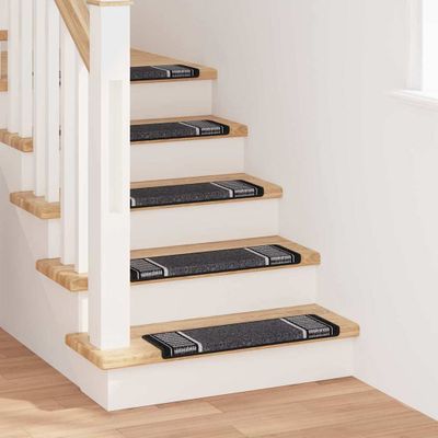 vidaXL Samolepiace schodové rohože 15 pcs Antracit 65 x 21 x 4 cm