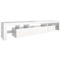 vidaXL TV skrinka s LED svetlami lesklá biela 215x36,5x40 cm