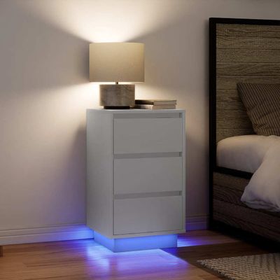 vidaXL Nočná skrinka s LED osvetlením Biela 38x34x65 cm