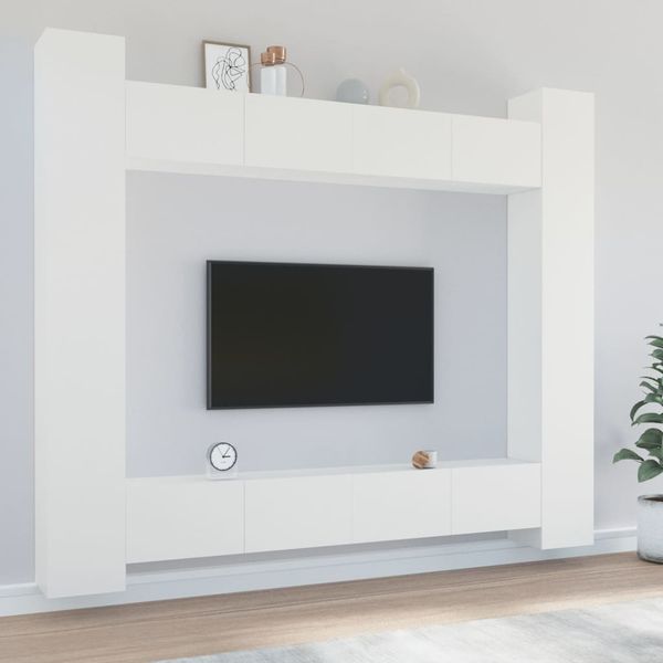 vidaXL 8-dielna súprava TV skriniek biela spracované drevo