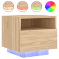 vidaXL Nočné stolíky s LED svetlami 2 ks dub sonoma 40x39x37 cm