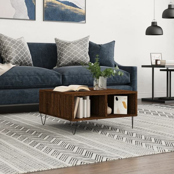 vidaXL Konferenčný stolík hnedý dub 60x60x30 cm kompozitné drevo