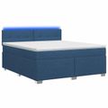 vidaXL Posteľ s boxspringom a matracom a LED Modrá 140 x 190 cm Látka