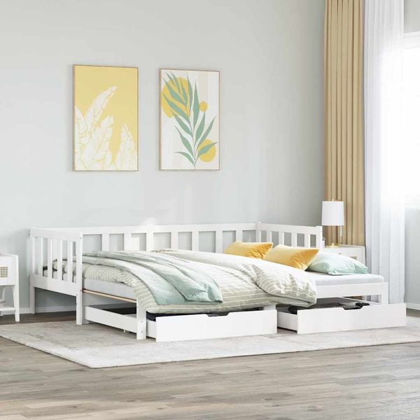 vidaXL Rozkladacia denná posteľ s matracmi bez matraca biela 80x200 cm