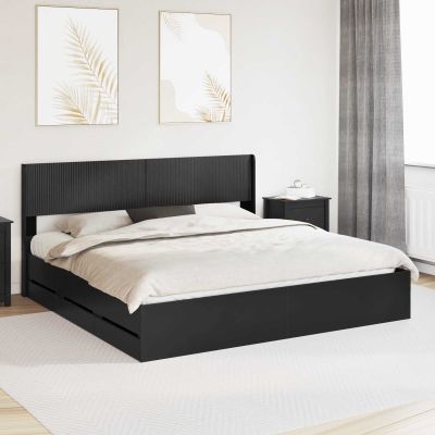 vidaXL Posteľový rám s úložným priestorom a čelom Čierna 200 x 200 cm