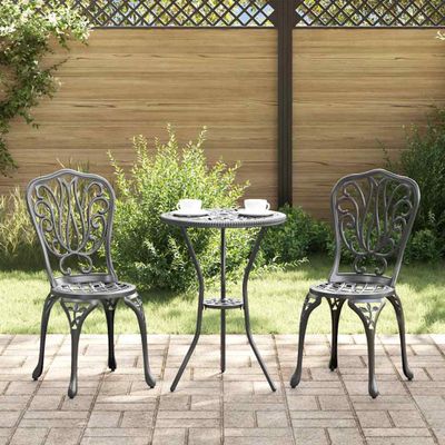 vidaXL Záhradný bistro set 3 ks Čierna Hliník