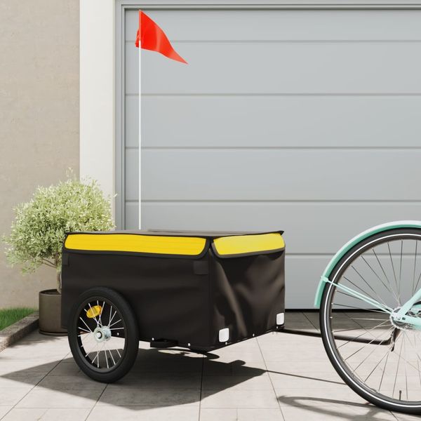 vidaXL Vozík za bicykel, čierno žltý 45 kg, železo