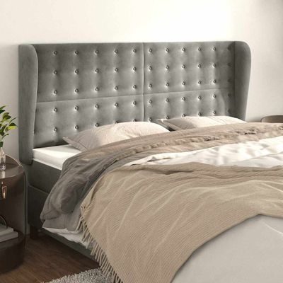 vidaXL Čelo postele so záhybmi bledosivé 163x23x118/128 cm zamat