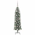 vidaXL Umelý chudý vianočný strom Zelená a biela 120 cm