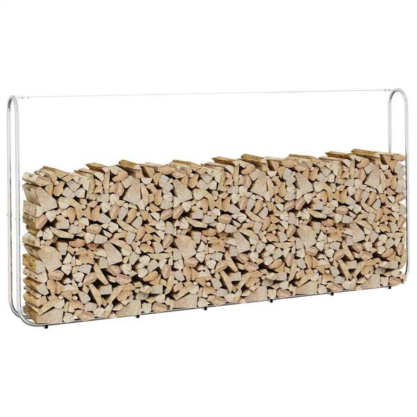 vidaXL Regál na krbové drevo 300x25x150 cm, pozinkovaná oceľ