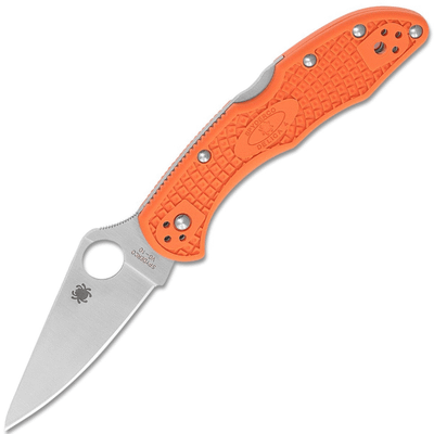 Spyderco C11FPOR Delica 4 Lightweight Flat Ground vreckový nôž 7,5 cm, Satin, oranžová, FRN