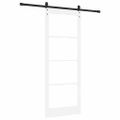 vidaXL Posuvné dvere 83 x 211 cm Masívne borovicové drevo a sklo Biela