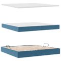 vidaXL Postel s úložným prostorem a matrací Tmavomodrá 200 x 200 cm