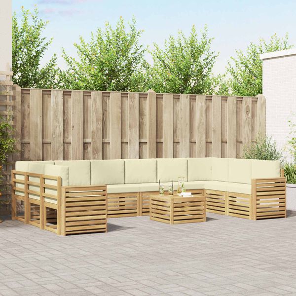 vidaXL Záhradná súprava gaučov 11 pcs Biela a krémová 59 x 59 x 37 cm