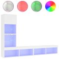 vidaXL 4-dielne TV nástenné skrinky s LED biele kompozitné drevo