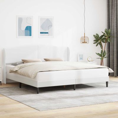 vidaXL Rám postele s čelnou doskou Biela 180 x 200 cm Umelá koža