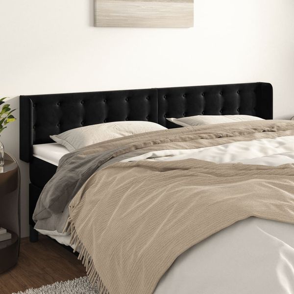 vidaXL Čelo postele so záhybmi čierne 203x16x78/88 cm zamat