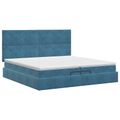vidaXL Polohovací postel s matrací Tmavomodrá 200 x 200 cm Zamat
