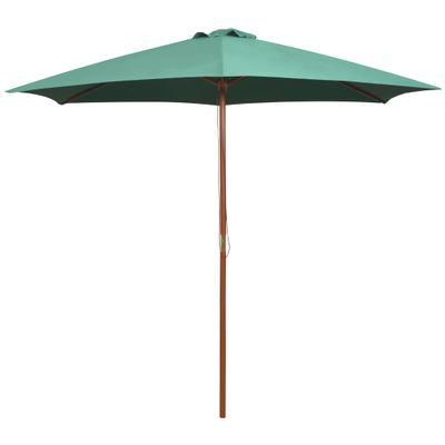 vidaXL Slnečník 270x270 cm, drevená tyč, zelený