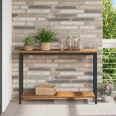 vidaXL Vonkajší stôl s úložiskom Prírodná a čierna 110 x 35 x 75 cm