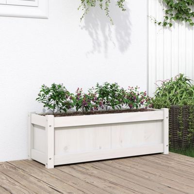 vidaXL Záhradný kvetináč biely 90x31x31 cm borovicový masív