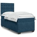 vidaXL Posteľný rám boxsping s matracom modrá 90x190 cm zamat