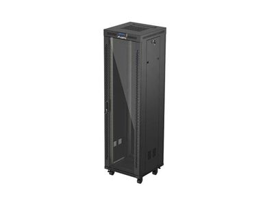 19'' Voľne stojaca racková skriňa 42u/600x600 (flat pack) s presklenými dverami lcd čierna lanberg V2