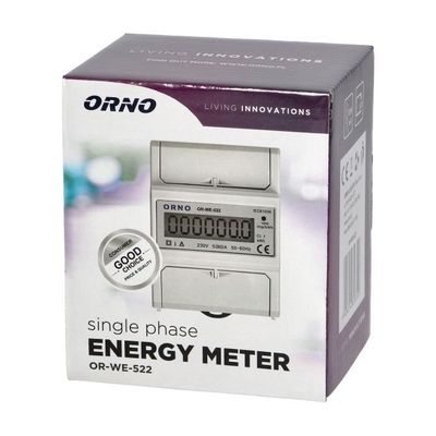 Elektromer digitálny na DIN lištu ORNO OR-WE-522, 80A, 3M, jednofázový, DIN TH-35mm