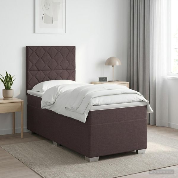 vidaXL Posteľ boxspring s matracom Tmavohnedá 100 x 200 cm Látka