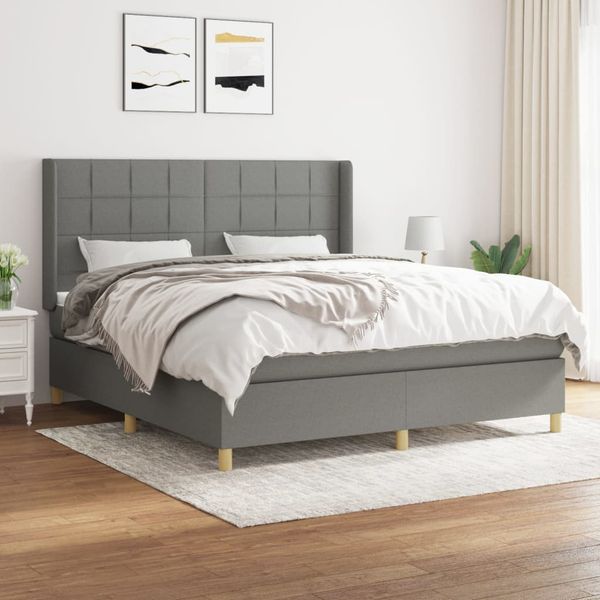 vidaXL Boxspring posteľ s matracom tmavosivá 180x200 cm látka