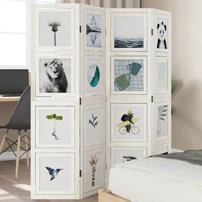 vidaXL Paraván 4 panely biely masívne drevo paulovnie